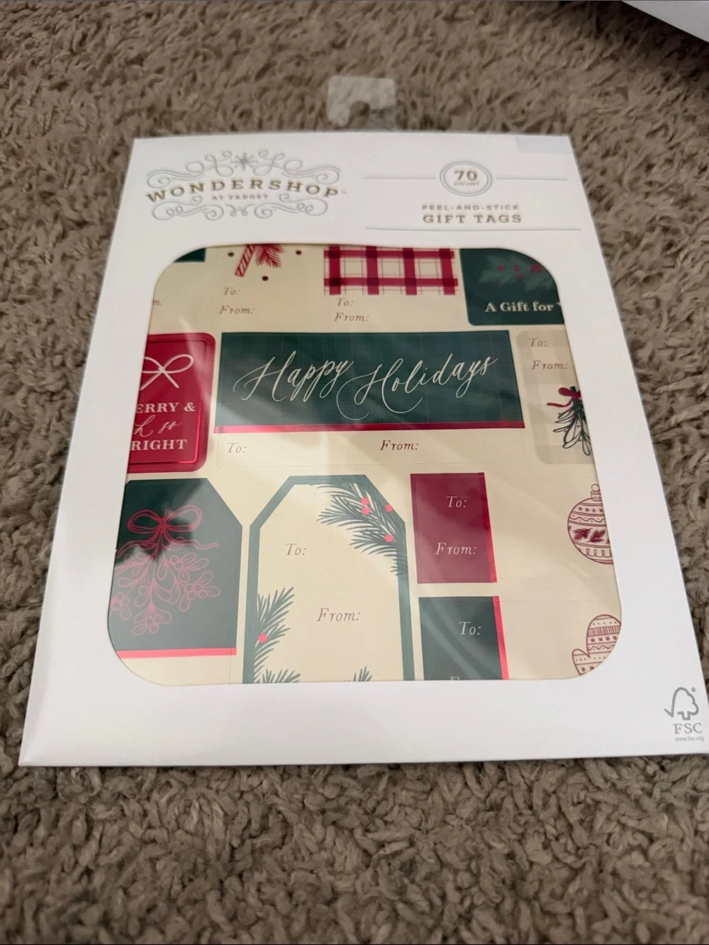 Wondershop Holiday Gift Tags - Green & Burgundy